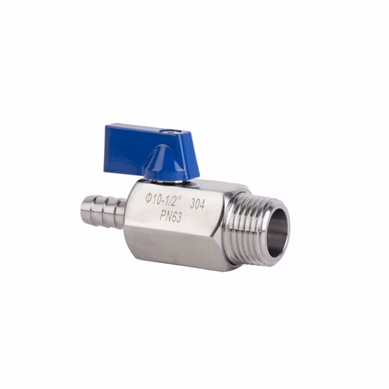 Mini válvula de bola de acero inoxidable PN63 macho hembra sanitaria
